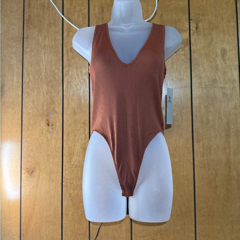 Mono B Terracotta Ribbed Bodysuit